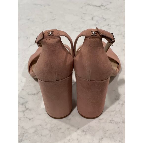 NWOT Sam Edelman Women’s Yaro Suede Leather Blocked Heel Sandal Size 10W Pink - Picture 4 of 8